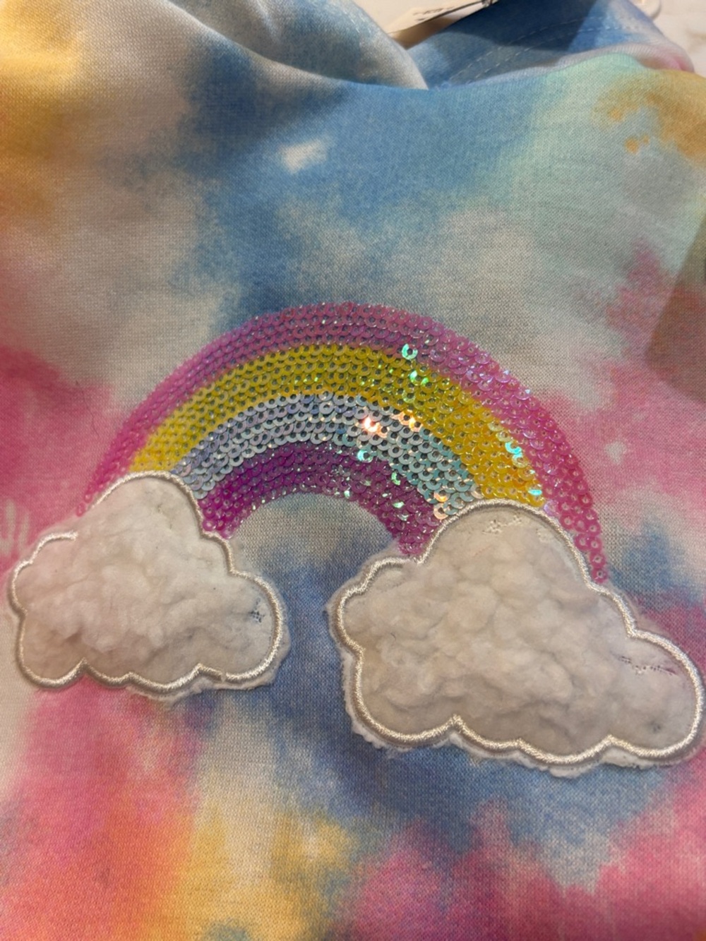 Btween Tie Dye Rainbow Hooded Pullover Cloud Applique 12 Months NWT Multi - Picture 5 of 6